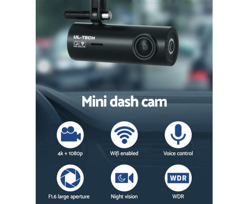 UL-tech Dash Camera 4K Hidden Front Rear WiFi