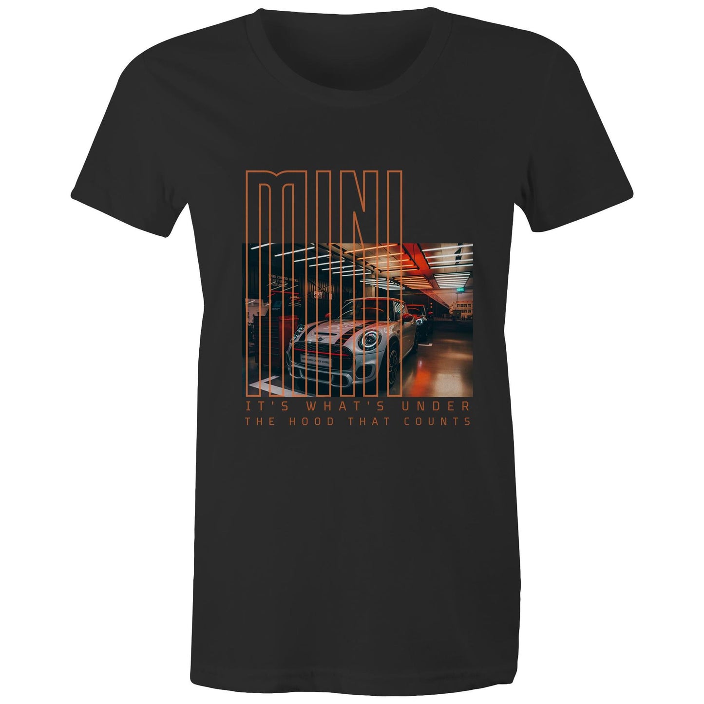 West Coast Customs x Port Wine Design: Mini - it's what's under the hood that counts AS Colour - Women's Maple Tee