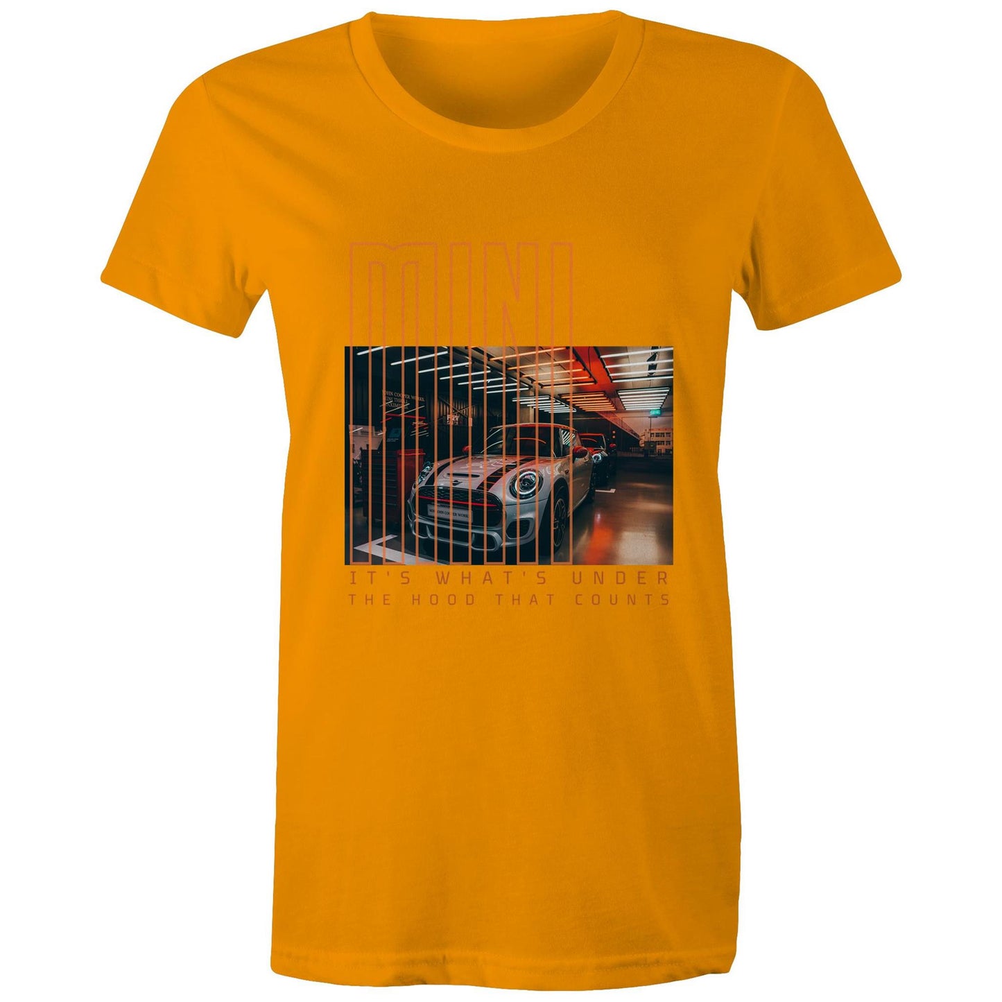 West Coast Customs x Port Wine Design: Mini - it's what's under the hood that counts AS Colour - Women's Maple Tee