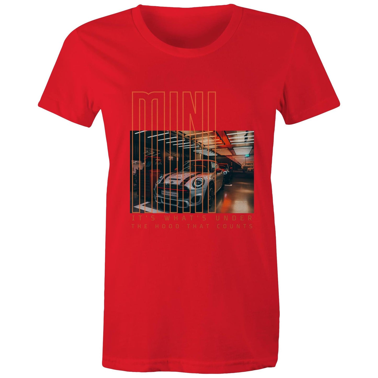 West Coast Customs x Port Wine Design: Mini - it's what's under the hood that counts AS Colour - Women's Maple Tee