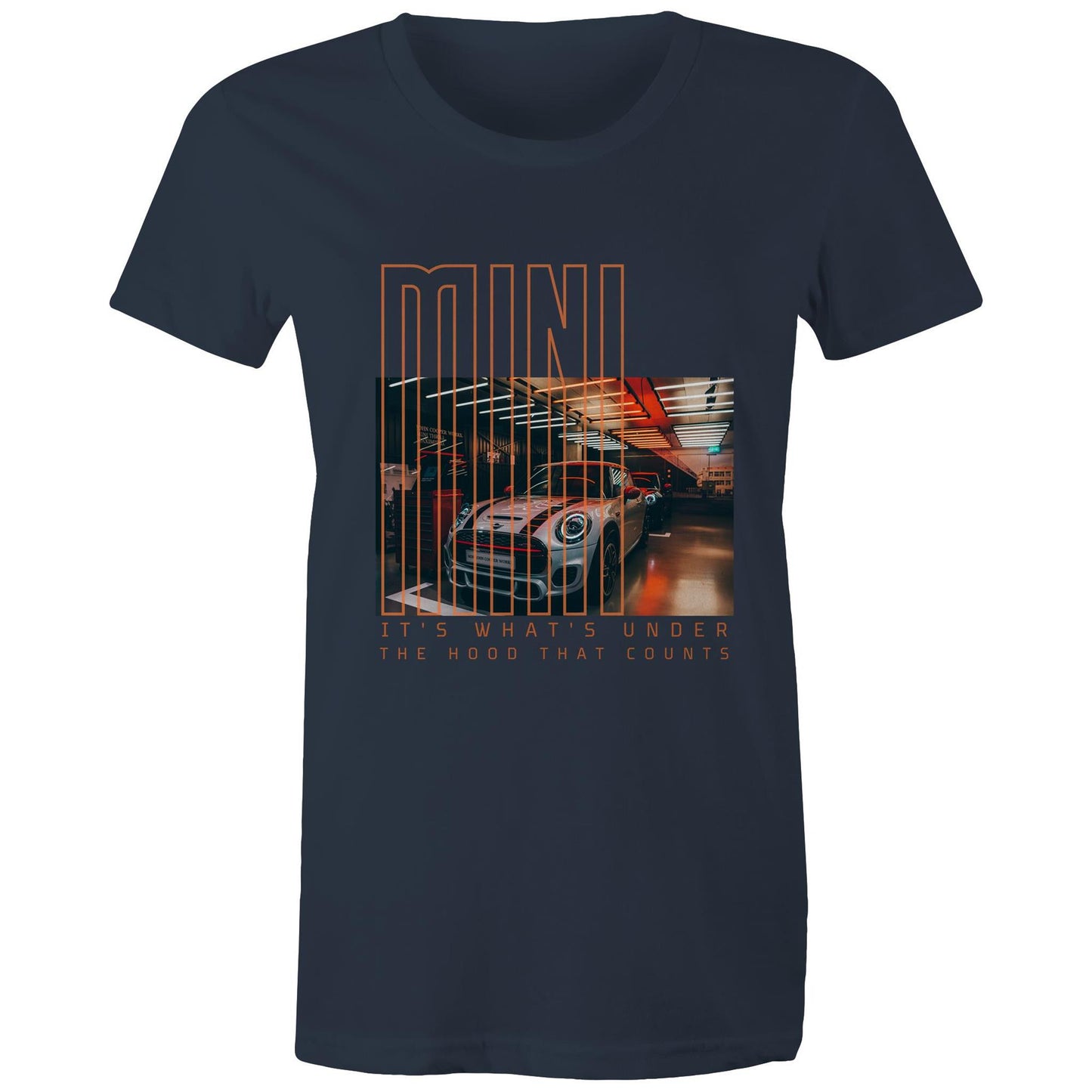 West Coast Customs x Port Wine Design: Mini - it's what's under the hood that counts AS Colour - Women's Maple Tee