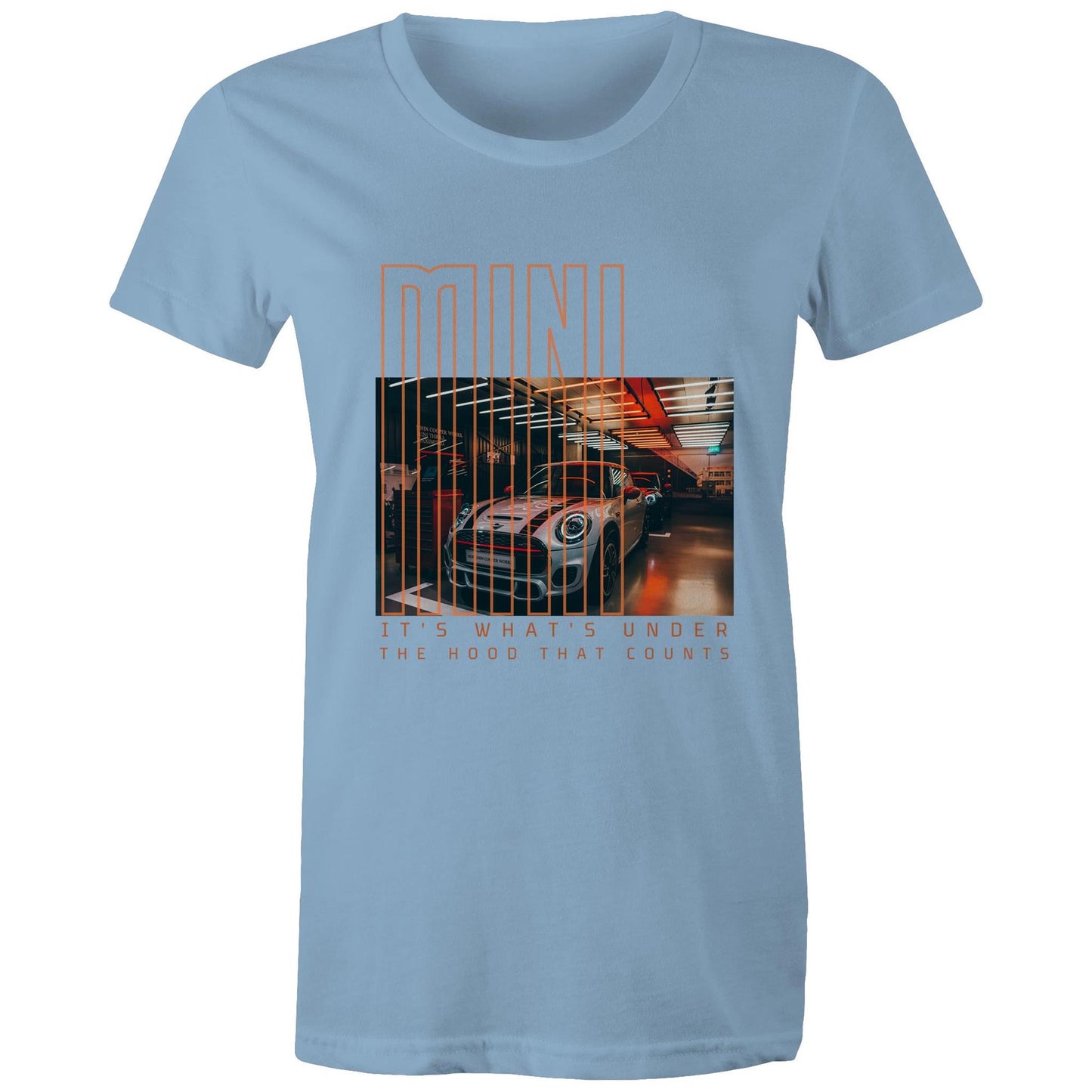 West Coast Customs x Port Wine Design: Mini - it's what's under the hood that counts AS Colour - Women's Maple Tee