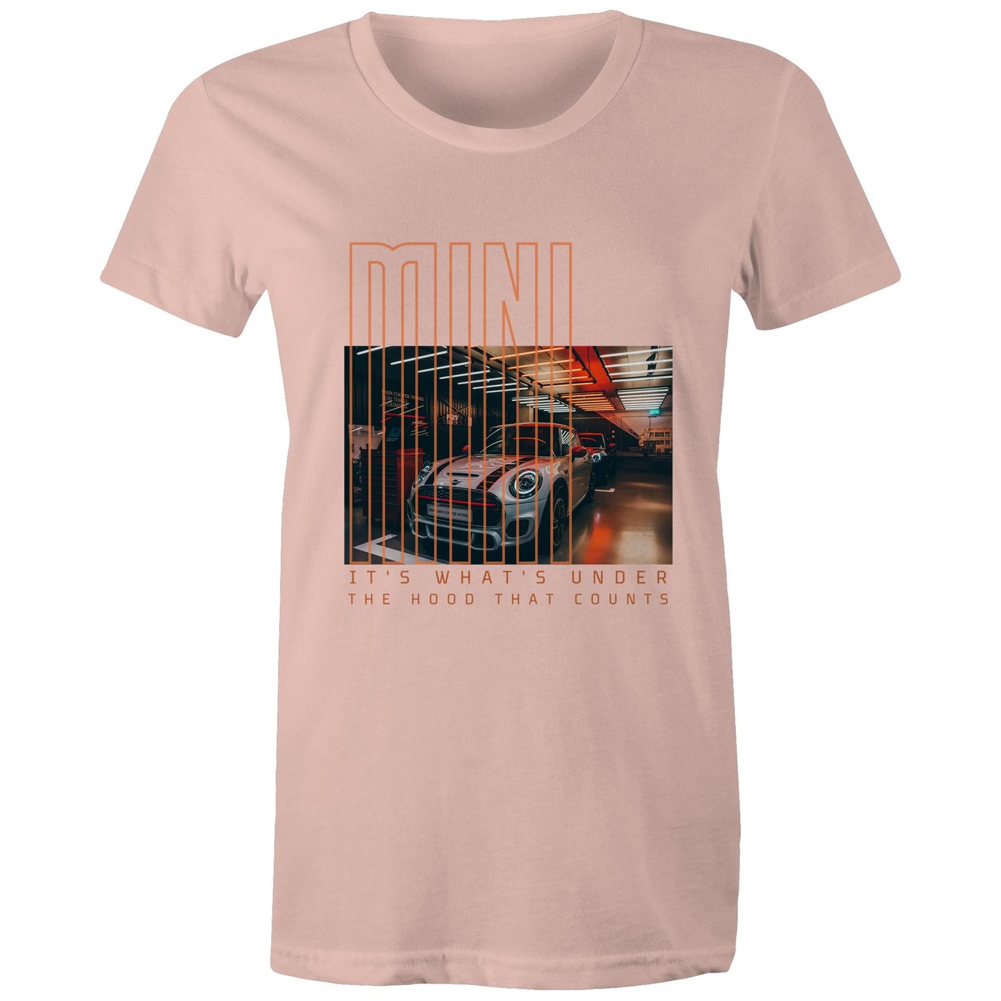 West Coast Customs x Port Wine Design: Mini - it's what's under the hood that counts AS Colour - Women's Maple Tee