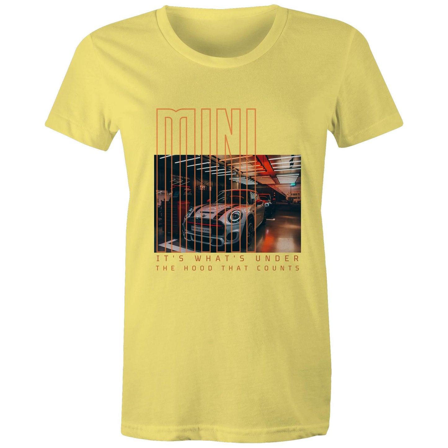 West Coast Customs x Port Wine Design: Mini - it's what's under the hood that counts AS Colour - Women's Maple Tee