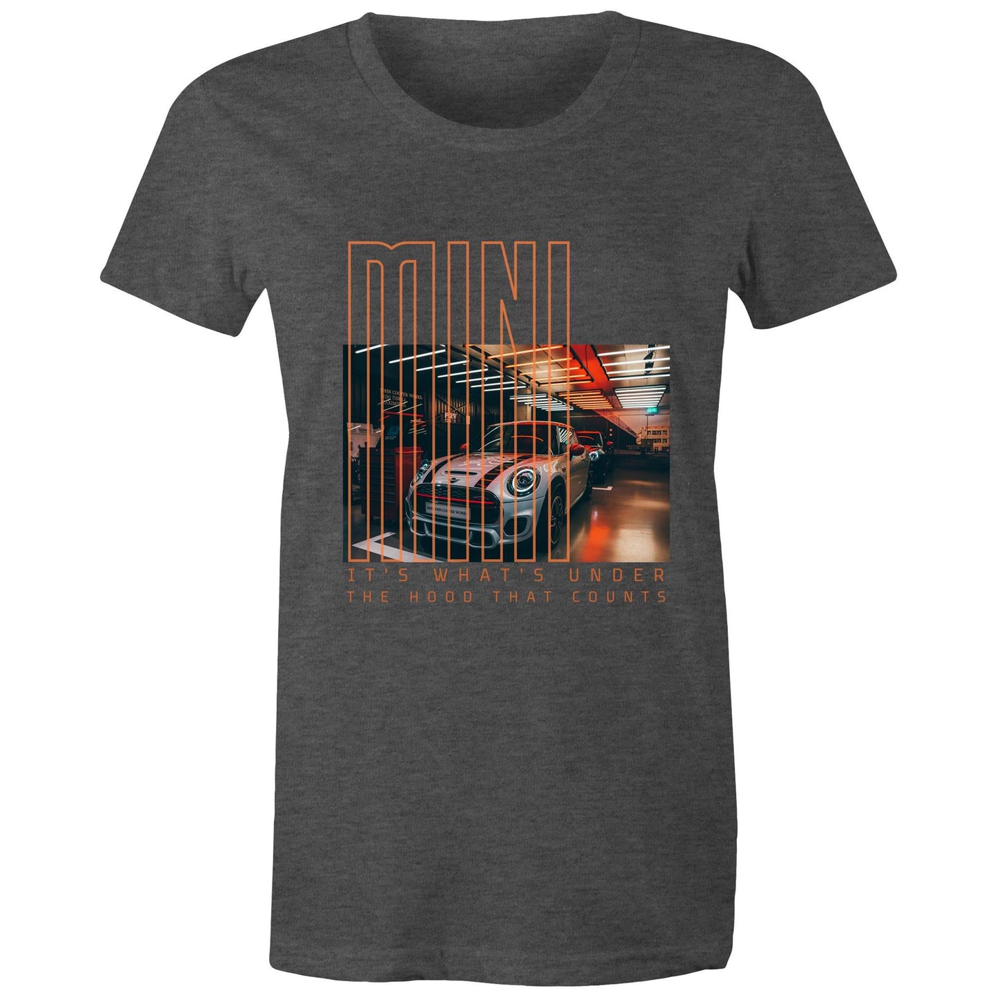 West Coast Customs x Port Wine Design: Mini - it's what's under the hood that counts AS Colour - Women's Maple Tee