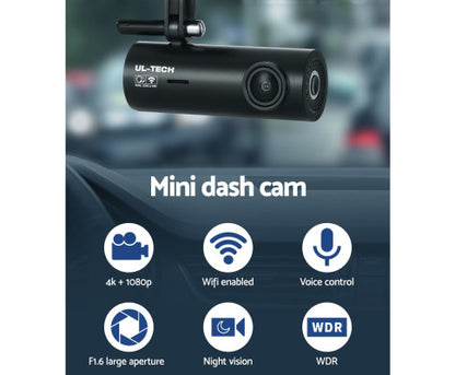 UL-tech Dash Camera 4K Hidden Front Rear WiFi