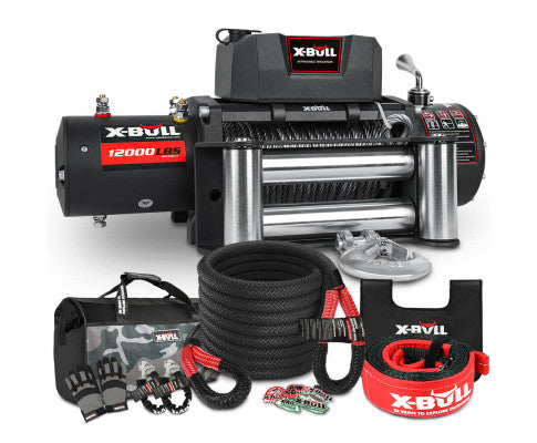 4WD Recovery Kit Kinetic Recovery Rope With 12000LBS Electric Winch 12V Winch 4WD 4X