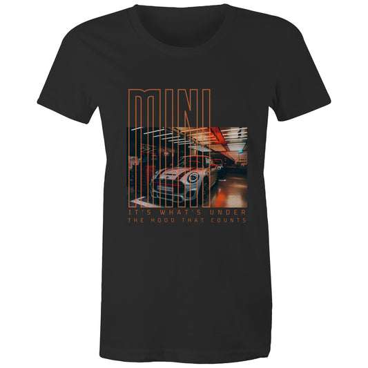West Coast Customs x Port Wine Design: Mini - it's what's under the hood that counts AS Colour - Women's Maple Tee