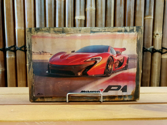 McLaren P1 GTR handmade wood mounted car print